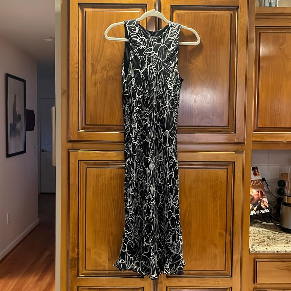 Ralph Lauren 100%silk midi dress blk/wht